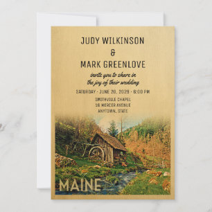 Maine Wedding Invitation Rustic Cabin Mill Kaart