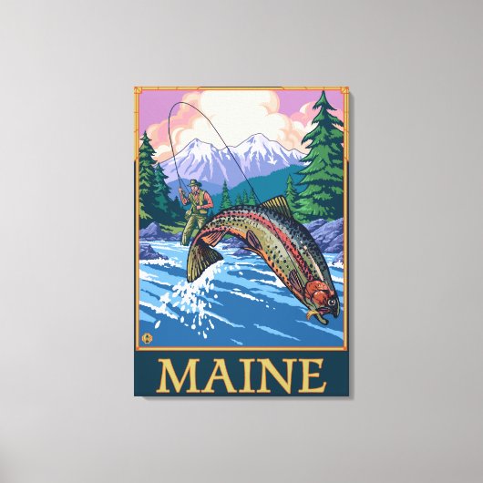MaineAngler Fisherman Scene Canvas Afdruk (Voorkant)