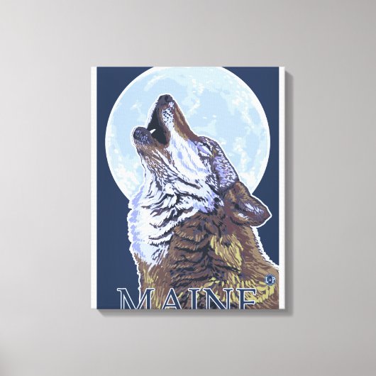 MaineHowling Wolf Canvas Afdruk (Voorkant)