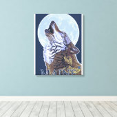 MaineHowling Wolf Canvas Afdruk (Insitu (Houten vloer))