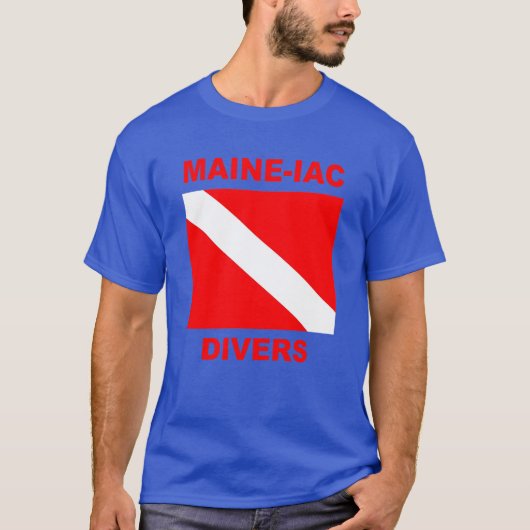 Maineiac Divers Dive Drapeau Logo T-shirt noir (Devant)
