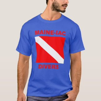 Maineiac Divers Dive Flag Logo Donker T-shirt