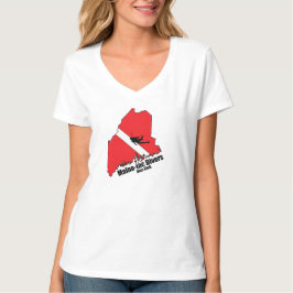 Maineiac Divers Silhuette Logo Womens V Neck T-shirt