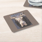 MaineMoose Up Close Vierkante Kartonnen Onderzetter (Schuin)