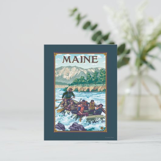 MaineRiver Rafting Scene Briefkaart (Staand voorkant)
