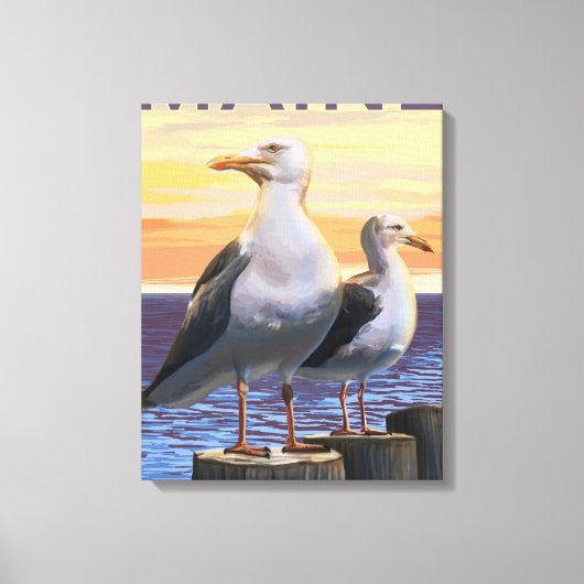 MaineSea Gulls Scene Canvas Afdruk (Voorkant)