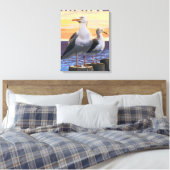 MaineSea Gulls Scene Canvas Afdruk (Insitu (Slaapkamer))