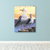 MaineSea Gulls Scene Canvas Afdruk (Insitu (Houten vloer))