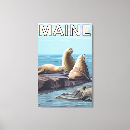 MaineSea Lions Scene Canvas Afdruk (Voorkant)