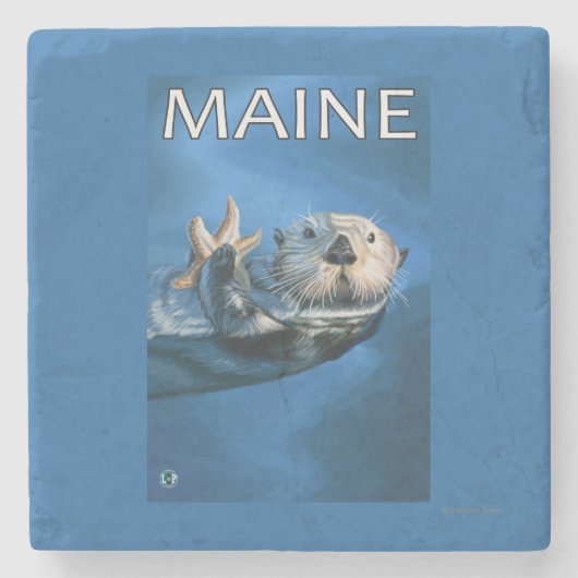 MaineSea Otter Scene Stenen Onderzetter (Voorkant)