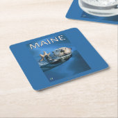 MaineSea Otter Scene Vierkante Kartonnen Onderzetter (Schuin)