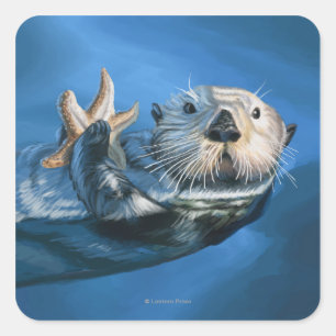 MaineSea Otter Scene Vierkante Sticker
