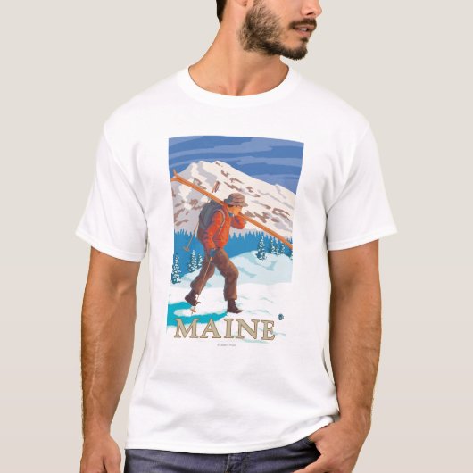 MaineSkier Carrying Skis T-shirt (Voorkant)