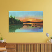 MaineSunset-Uitzicht op Bald Mountain Canvas Afdruk (Insitu (Woonkamer))