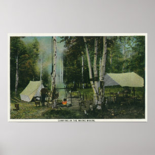 MaineView van een Campground in de Maine Bossen Poster