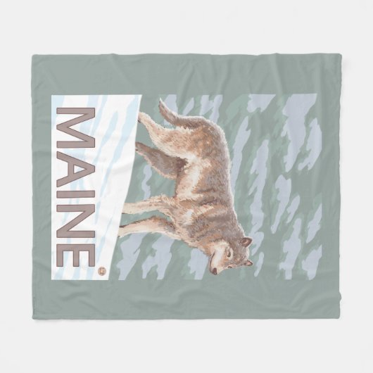MaineWolf Scene Fleece Deken (Voorkant (Horizontaal))
