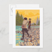 MaineWomen Fly Fishing Scene Briefkaart (Voorkant / Achterkant)