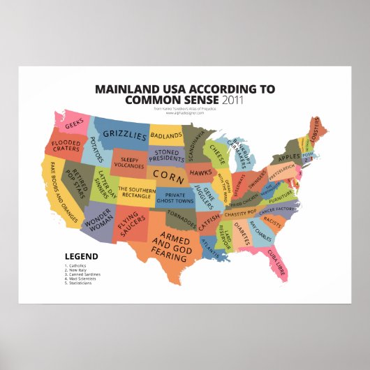 Mainland USA Volgens Common Sense Poster (Voorkant)