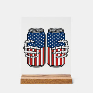 Mains de squelette patriotiques vintage tenant des