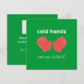 "Mains froides, carte de Noël de carré de coeur (Devant / Derrière)
