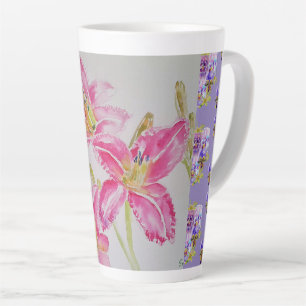 Mains Peint rose Lily Lillies floral Latte Mug