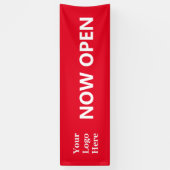 MAINTENANT OUVERT Bannière Rouge Blanc avec Logo (Vertical)