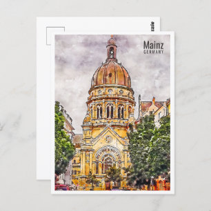 Mainz Duitsland Travel Place Waterverf Briefkaart