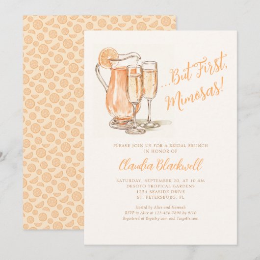 Mais D'Abord Mimosas Brunch Invitation De Douche N (Devant / Derrière)