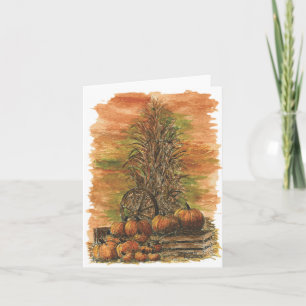 Maïs de chute et carte vierge de citrouilles