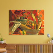 Maïs en Sinaasappels, stilleven schilderen Canvas Afdruk (Insitu (Woonkamer))