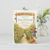 Maïs Maze Herfst Verjaardagsfeest Kaart (Staand voorkant)
