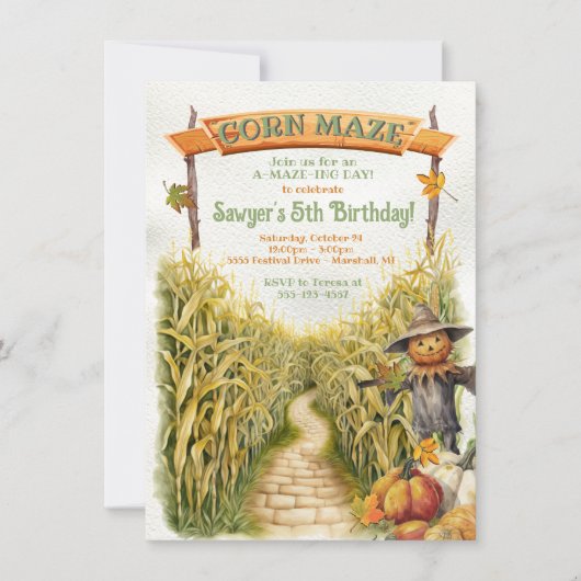 Maïs Maze Herfst Verjaardagsfeest Kaart (Voorkant)
