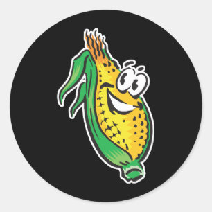 mais met een gelukkig gezicht op de krab ronde sticker