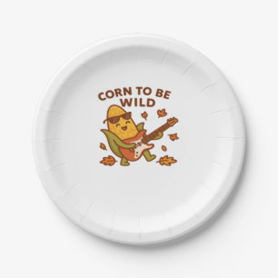 Maïs om wild te zijn - Rockin 'Autumn Corn Cob Ill Papieren Bordje