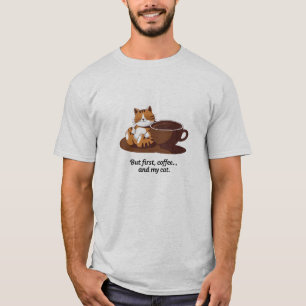 Mais Premier T-shirt Coffee Et My Cat Trend