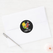 Maïs-zekering Grappig Verward Pun Donker BG Ronde Sticker (Envelop)