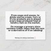 Mais zit in alles allergie bewustzijn Kaarten (Achterkant)