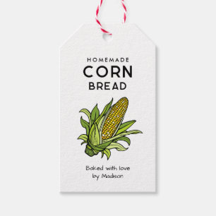Maïsbrood met cob symbool voor zelfgemaakt recept cadeaulabel