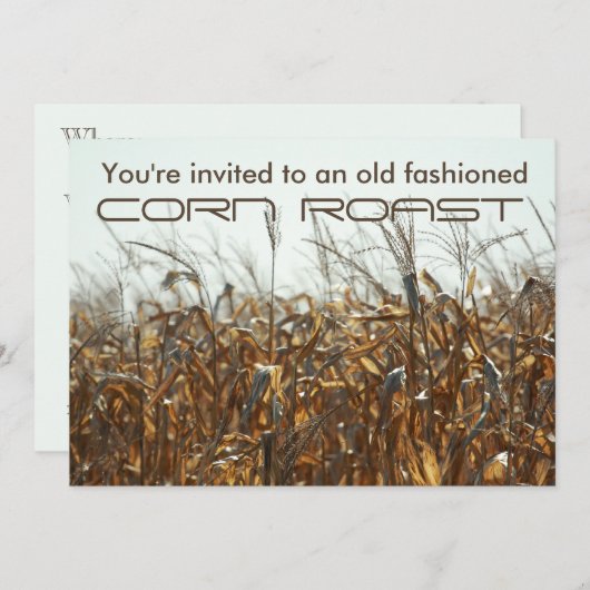 Maïsgebraad, veld van maïs herfst uitnodiging (Voorkant / Achterkant)