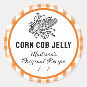 Maïskolf gelei sticker met geruit patroon