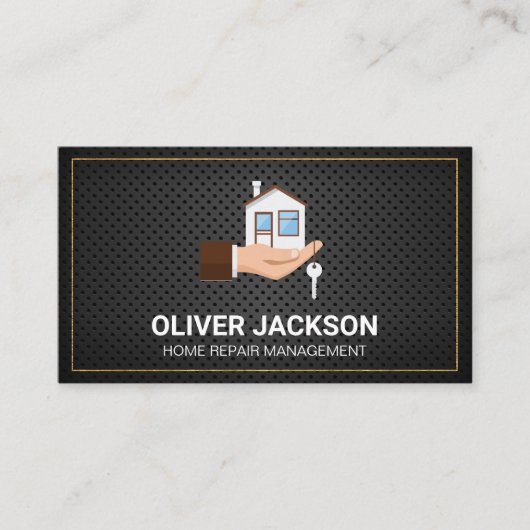 Maison à main | Carte de visite de maillage perfor (Devant)