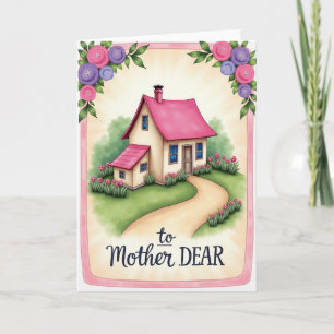 Maison à toit rose Mère chère carte
