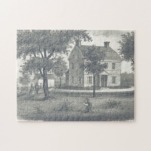 Maison ancienne, Arbres, Puzzle de pelouse (Horizontal)