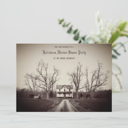 Maison ancienne hantée sur mesure Invitation Hallo (Debout devant)