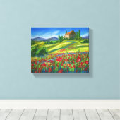 Maison ancienne près du champ de pavot. Toile tend (Insitu (Plancher de Bois))