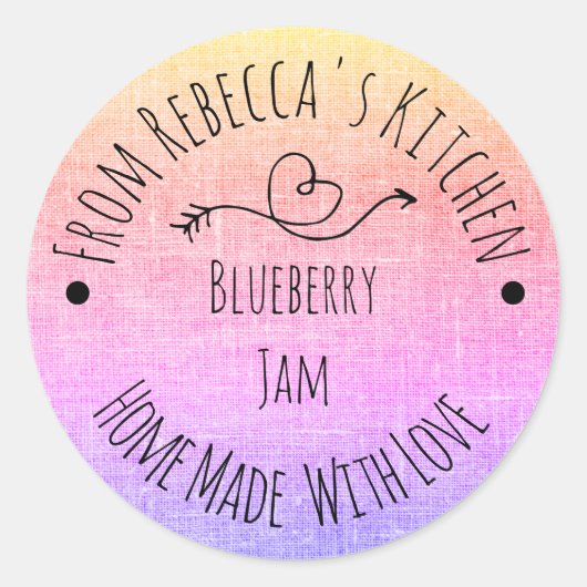 Maison avec Amour Rainbow Burlap Étiquette (Devant)