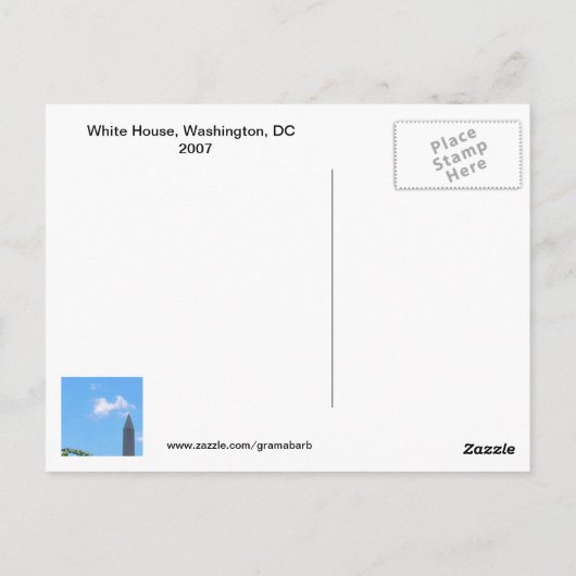 Maison Blanche, carte postale DC (Dos)