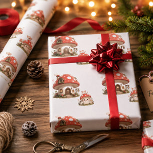 Maison Champignon Mignonne Papier Cadeau Lit Enf