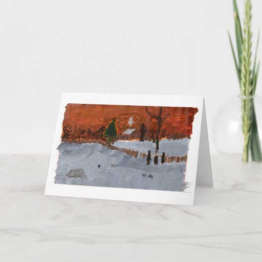 Maison confortable dans la carte de note neigeuse (Devant)