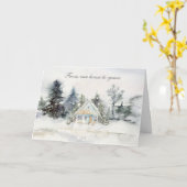 Maison dans la carte de vacances neige (Fleur jaune)